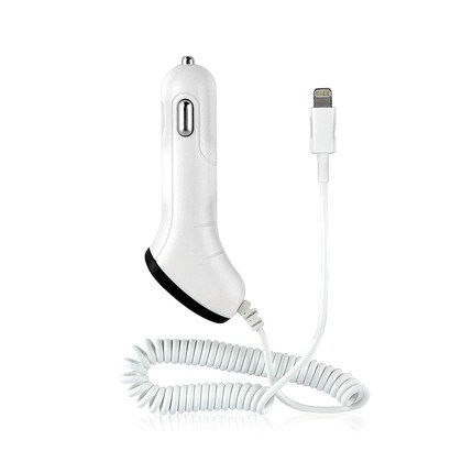 Adaptador del cargador del coche del Usb de Iphone blanco del ABS + de la PC, adaptador portátil del coche del Usb de Smartphone